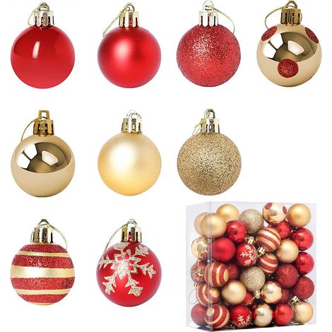 GARRYFIZH 50 boules de Noël incassables de 4 cm, décorations pour sapin, boules plaquées or, pendentifs pour fiançailles, anniversaires et fêtes