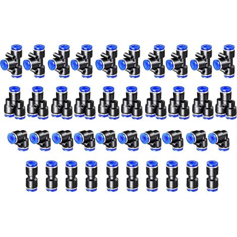 40 connettori pneumatici, raccordi rapidi da 4 mm, 4 forme per la tenuta di linee di aria compressa – tipo Y/T/dritto/angolare (1/5)