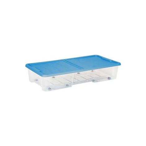CONTENITORE SOTTOLETTO MASTERBOX COLORE TRASPARENTE/BLU ART.511- - cm.77x39x15h. - lt.35 - 12 pezzi DEA HOME
