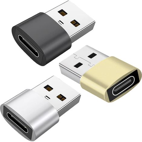 Adaptateur USB-C femelle vers USB mâle (lot de 3), adaptateur OTG USB-C vers USB-A compatible avec iPhone 11, 12 et 13 Pro, Samsung Galaxy S22, S21 e