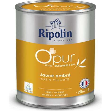 Peinture Couleur à base de résine biosourcée à 97% - Satin - 2L - Jaune Ambré - Ripolin (1/5)