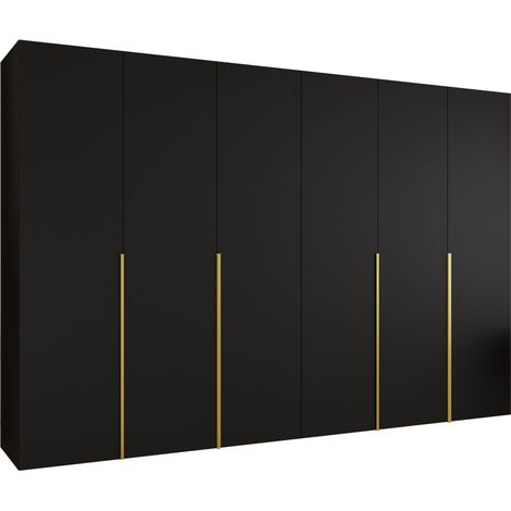 Armoire Hartford 539, Noir, 202x300x52cm, Portes d'armoire: Avec des charnières, Nombre d'étagères: 4 (1/4)