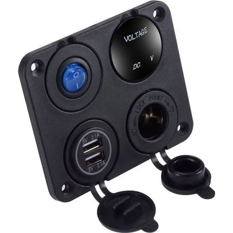 Panneau de commutation 4 en 1, voltmètre numérique étanche, alimentation de voiture 12V, double chargeur Usb, prise allume-cigare avec interrupteur à bascule (1/5)