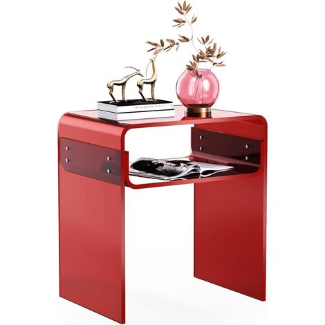 Acrylic Bedside Table, Side Table, Red (1/5)