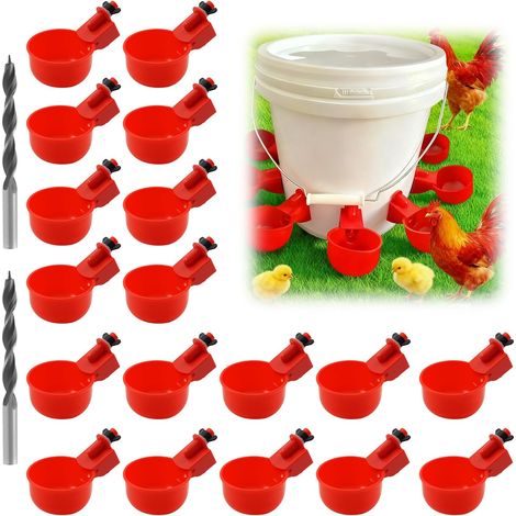 18 Abreuvoirs Automatiques pour Poules, Distributeur d’Eau pour Volaille et Poussins, Kit Abreuvoir Poule DIY avec Perceuse, Anti-Fuite et Réutilisable, Convient aux Canards Dindes et Oies (1/5)