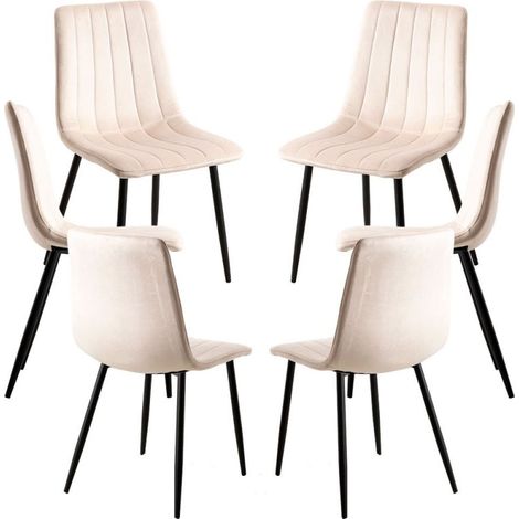 Packs Sillas Comedor - Pack 6 Sillas Liny Terciopelo - Beige (1/5)