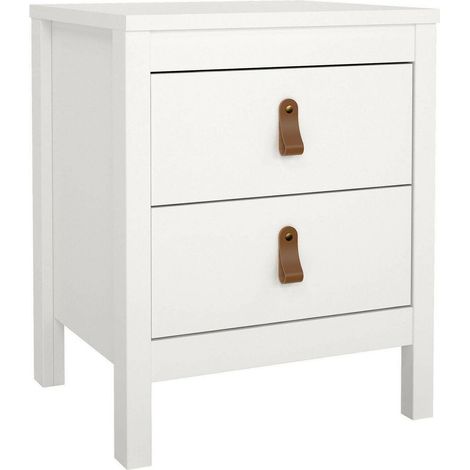 Dmora - Comodino Fred, Comò basso, Tavolino da notte, Mensola da letto, 44x38 h54 cm, Bianco