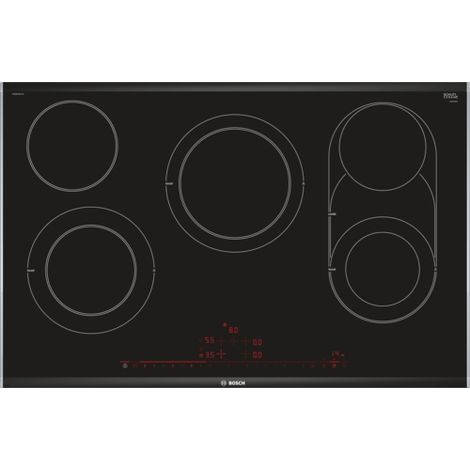 Bosch – Plaque à induction 80cm – 4 foyers – Direct Select Premium – Pour récipients ovales et rectangulaires – Acier inoxydable (1/6)
