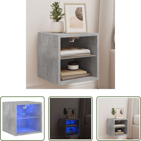 Armoire LED - Meuble TV mural avec lumières LED gris béton 30x28,5x30 cm (1/5)