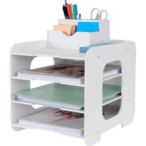 Bac à courrier - Organisateur de Bureau - Porte-Documents A4 - pour la Maison, Le Bureau, l'école (4 Niveaux) (1/5)