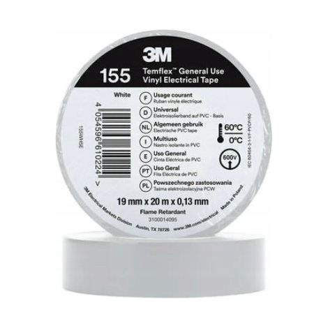 Nastro Isolante Temflex 155 PVC 19mm x 20m 3M 7100184744 Bianco