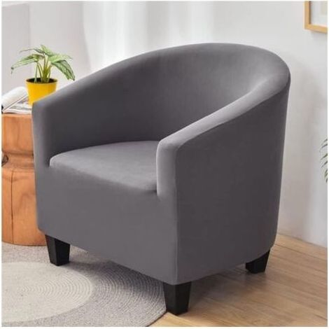 Stretchable Armchair Cover, Elegant Fashion Solid Colour Non-Slip Chair Cover, Tub Chair Sofa Cover without Cushion Cover (Grey) (1/5)