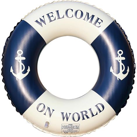 Bouée gonflable en PVC à rayures rétro, pour adolescents et adultes, pour piscines un accessoire flottant conçu pour les activités nautiques récréatives.-AquaForge (1/5)