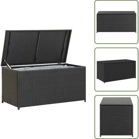 Caja de jardín con cremallera - vidaXL Caja de almacenaje de jardín ratán sintético negro 100x50x50 cm - Caja de almacenamiento con patas