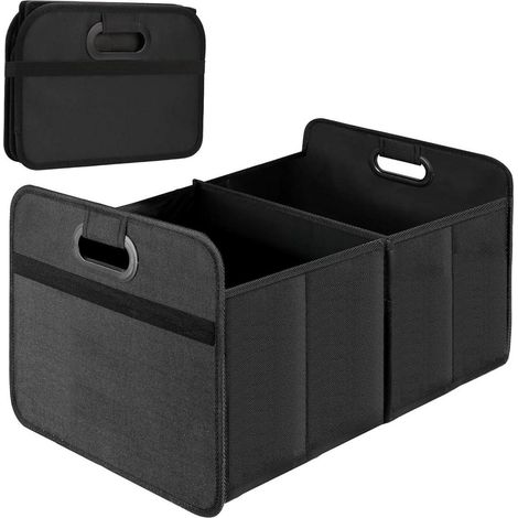 Organisateur de coffre pliable 33L, 2 grands compartiments, imperméable, fond renforcé, noir (1/5)