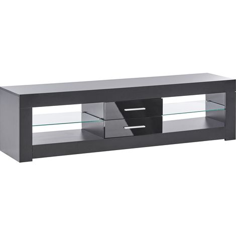 Mueble TV moderno con cajones gestión de cables de MDF sala de estar negro Esquimalt