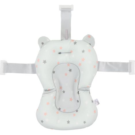 Coussin de bain pour bébé flottant sûr pliable réglable pour nouveau-né (étoiles bleu clair) (1/5)