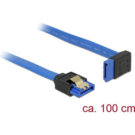 Delock Cable SATA 6 Gb/s hembra directo  SATA hembra orientado hacia arriba de 100 cm azul con broches dorados