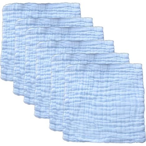 Serviette Visage Bébé - 100 % Coton Doux - Absorbant Respirant - Pour Nouveau-Né Enfant ou Adulte - Lot de 6 (1/5)