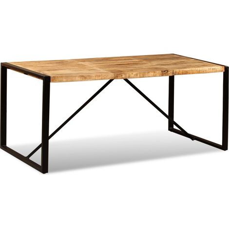 Table de salon salle à manger design bois de manguier brut 180 cm (1/5)