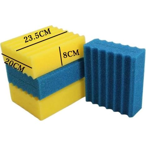 Éponges filtrantes de bassin - PZCC - CBF-350 - Lot 4 pièces - Mousse de filtration biologique - Bleu et jaune (1/4)