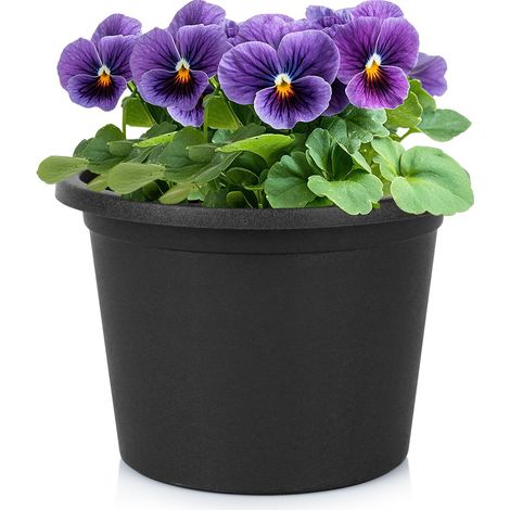 Vaso da giardino in plastica, nero, rotondo, 20 cm