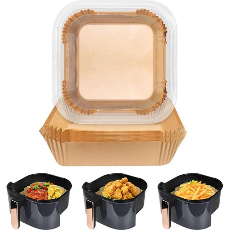 Applicable Papier Cuisson Friteuse à Air, 100 Pièces Papier Sulfurisé 20CM, Accessoire Ninja Air Fryer Feuille Compatible avec Cosori Philips pour Micro-ondes Steamer (1/5)