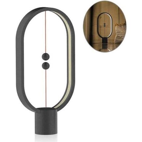 Lampada Balance nera, lampada da tavolo a LED magnetica ad aria, luce notturna a LED decorativa per camera da letto, comodino, casa, ufficio, bar - Ba (1/4)