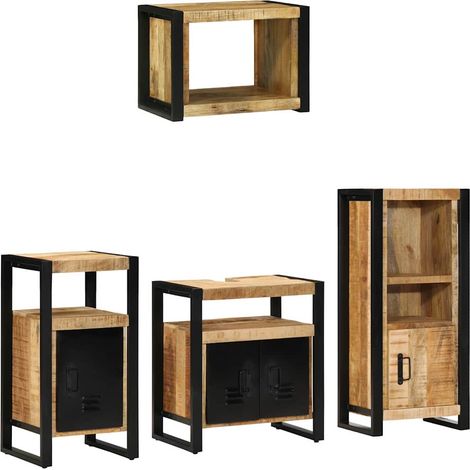 Maison Exclusive - Set di mobili per il bagno 4 pz Marrone e Nero (1/5)
