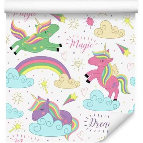 Carta da parati con unicorni magici per soggiorno e camera da letto, 50x1000 cm (1/5)