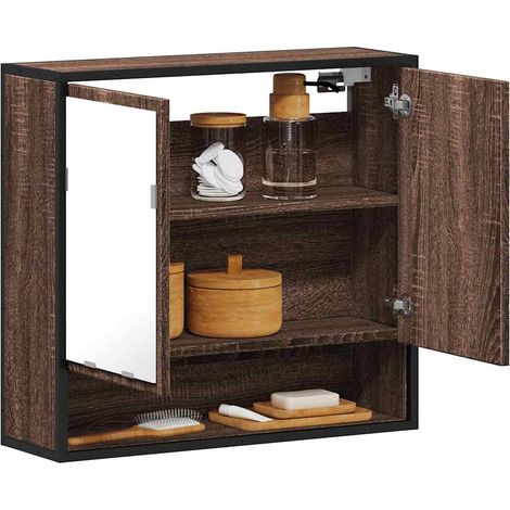 Bad-Spiegelschrank Braun Eichen-Optik 65x20x60 cm Holzwerkstoff
