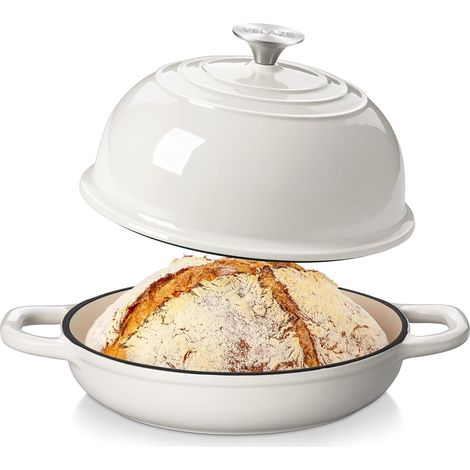 Cast Iron Induction Casserole 4.8L, 24 cm Enamelled Saucepan with Lid, Bread Roaster, Suitable for Induction/Gas/Oven (1/5)