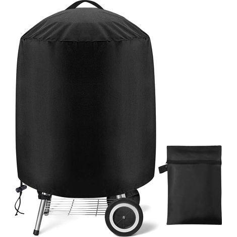 Housse de Barbecue Ronde, Bâche de Protection Résistante de 420D Oxford BBQ à Gaz, Imperméable, Coupe-Vent, Anti-UV, 71 x 68 cm