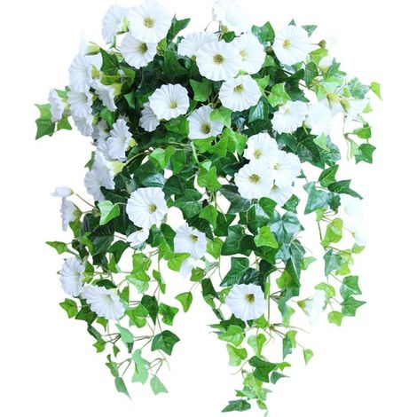 Petunias artificiales colgantes, Plantas colgantes de seda, Decoración para balcón de 65 cm, 2 piezas, Rosa y rojo (1/5)
