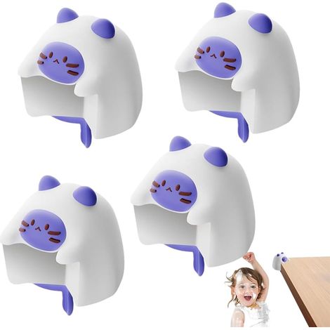 4-teiliges Set Eckenschoner mit Kätzchenmotiv für Babytische, Schutzhüllen im Cartoon-Design, Eckenschoner für Babytische, Möbelschoner für Babys, geeignet für verschiedene rechtwinklige Bereiche