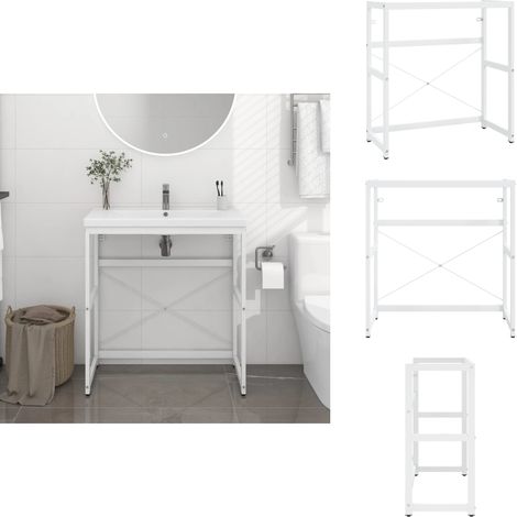 Badezimmer Waschtischgestell Weiß 79x38x83 cm Eisen - Badezimmermöbel - Waschtischgestell - Eisen Waschtisch - Weißer Waschtisch - Unterwäscheregal (1/5)