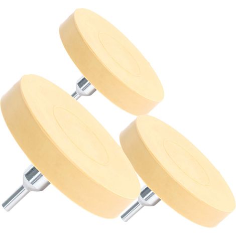 SunSun Set 3 discos de goma Ø 88 mm y adaptador de 6 mm para quitar residuos adhesivo pegamento insignias y pegatinas láminas de automóviles removedor vinilo en llantas de aluminio coches (1/5)