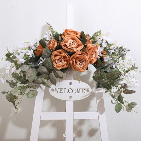 Guirlande de roses artificielles en forme de linteau pour mur, porte, arche, décoration de maison, mariage, fête, champagne (1/5)