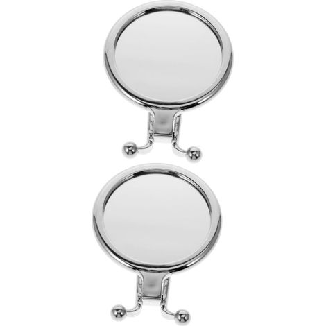 2 Pièces Miroir Rond Mini Pliant, Circulaire, Vanity Mirror Compact, Silver (1/5)