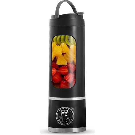 Batidora Portátil Recargable USB Inalámbrica 450ml Cuchillas de Acero  Color: Negro