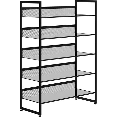 Schuhregal, Schuhständer Mit 5 Ebenen, Schuhablage Für Max. 15 Paar Schuhe, Schuh-Organizer Mit Griff Für Eingang, Schlafzimmer, Stahl, 72 X 30 X 102 Cm, Schwarz