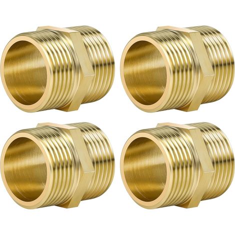 Raccord Mamelon Double - Filetage Extérieur 1 Pouces - Laiton - Pour Plomberie et Irrigation - Lot de 4 (1/5)