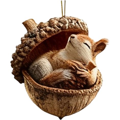 Guirlande Animal Forestier - Décoration Arbre De Noël En Acrylique 2D - Squirrel Owl Bird Bunny Hedgehog - Thème Boisé Rustique - Lot De 6 Pièces (1/5)