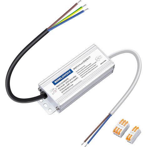 Transformateur LED 24V, Driver 24W, Alimentation 1A étanche IP67, Transfo 220V à 24V DC Pour l'éclairage Intérieur et Extérieur (1/5)
