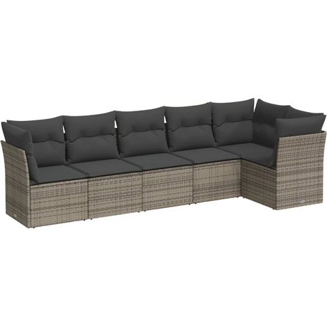 Maison Exclusive - 6-tlg. Garten-Sofagarnitur mit Kissen Grau Pol