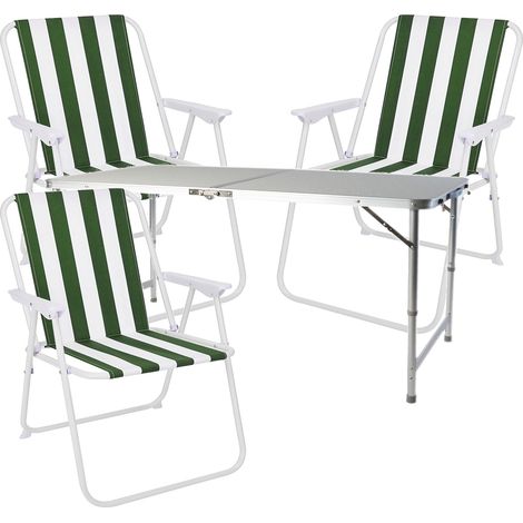 4-teiliges Campingmöbel Set 120x60x58/70cm grün-weiß-MMC330872+3xMPO2600GW (1/3)