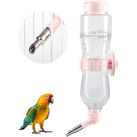 Bottiglia d'acqua per piccoli animali da 500 ml (17 oz) resistente ai morsi, con riempimento dall'alto, adatta a conigli, cincillà, pappagalli e piccoli roditori, colore rosa.