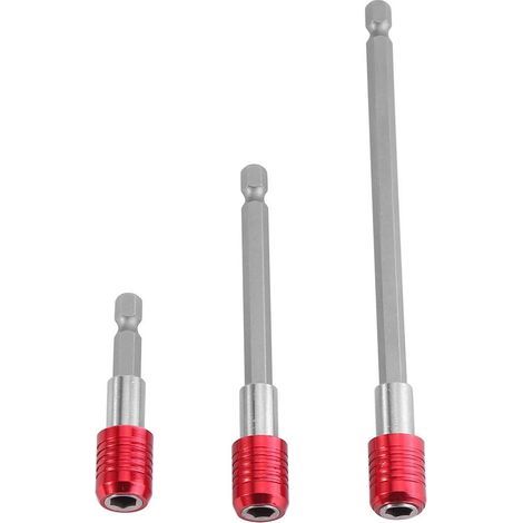 Lot 3 extensions magnétiques hexagonales – 1/4″ – rouge – 60/100/150mm – vissage tournevis (1/5)