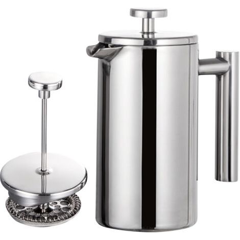 Cafetière à Piston française en Acier Inoxydable de 800 ML, Double paroi d'isolation en métal, cafetière et infuseur à thé, Facile à Nettoyer et à Presser, Presse à café Solide de qualité.