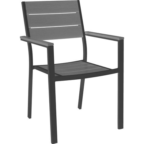 Chaise de fauteuil extérile en aluminium avec session et retour dans l'effet de polywood FTUTTY  Black